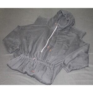 Savage X Fenty Hooded Wide Leg Jumpsuit Black XS Drawstring Waist One Piece